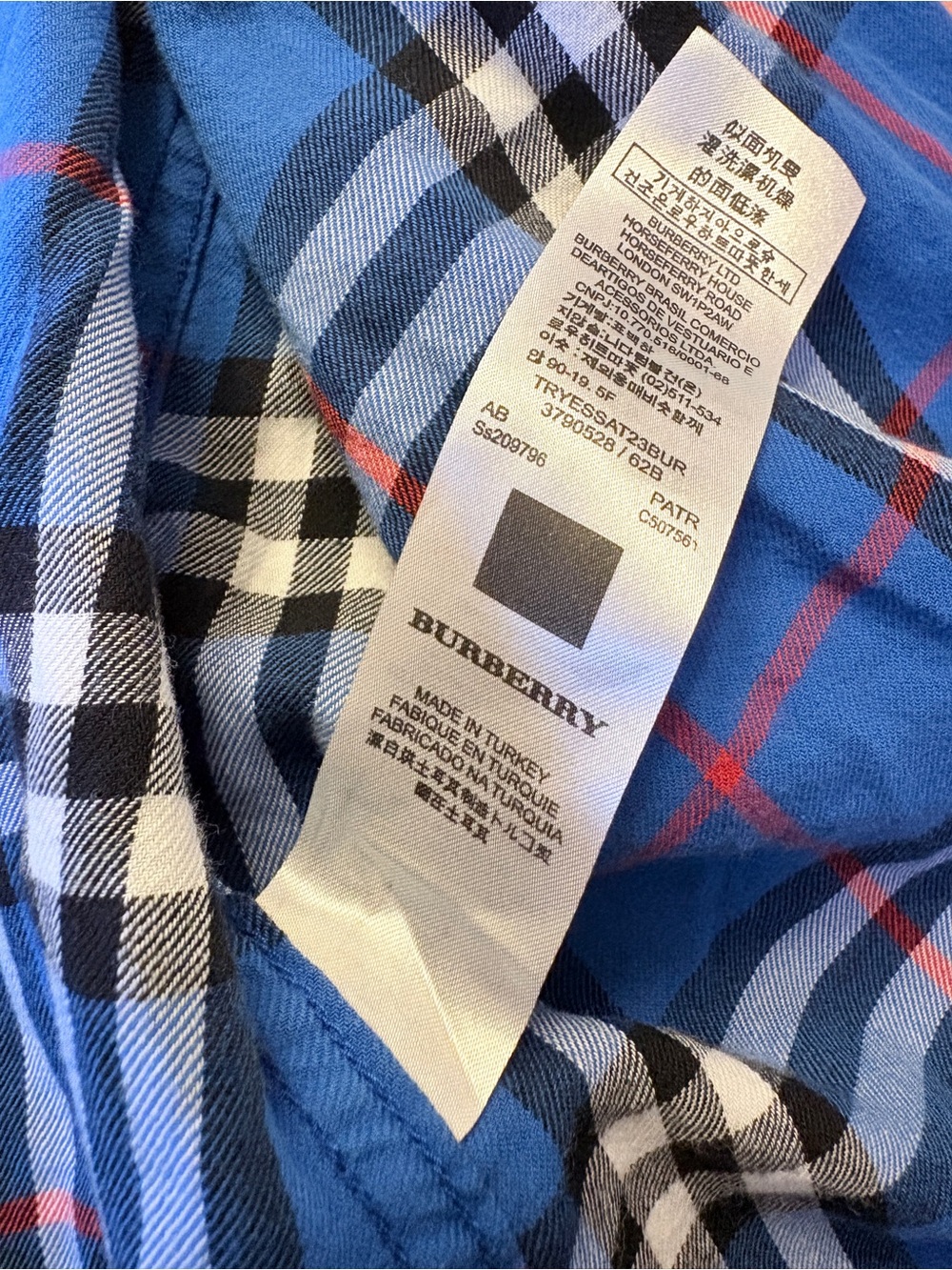 Burberry Brit Men's Blue Plaid Flannel Button Down Shirt - Picture 9 of 9